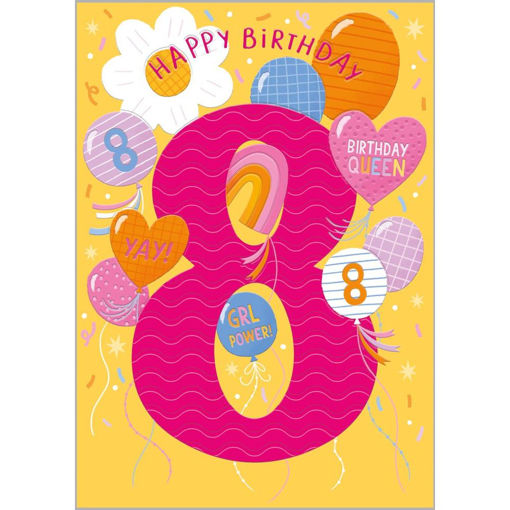 Picture of HAPPY BIRTHDAY 8 CARD HEARTS